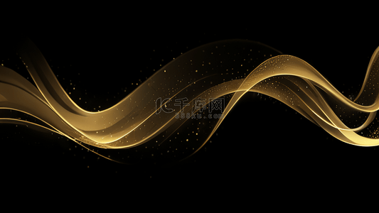 邀请函邀请函背景图片_黑金色抽象闪亮金色波浪曲线背景