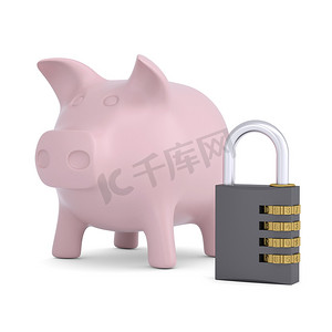 密码锁和粉色存钱罐