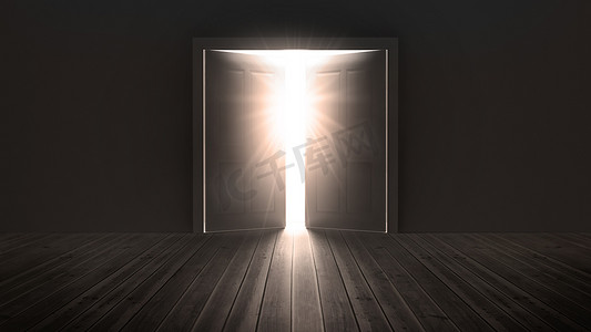 门打开呈现出明亮的光线
