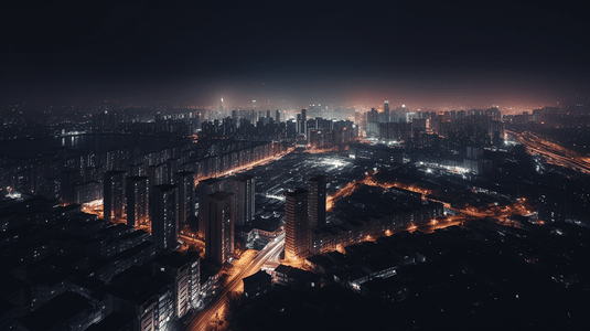 城市夜景道路鸟瞰图