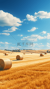 麦麦背景图片_蓝天下秋天的麦田风景