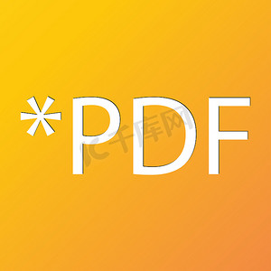 PDF 文件扩展名图标符号平面现代网页设计，带有长阴影和文本空间。