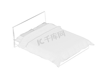 床的 3D 线框模型