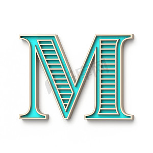 经典老式字体字母 M 3D