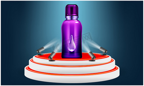 抽象背景下消毒剂瓶的模拟插图