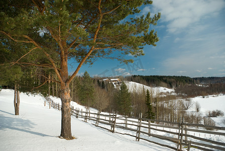 俄罗斯冬季乡村风景