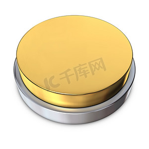 金色圆形摄影照片_带金属环的金色圆形按钮