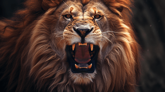 棕狮特写摄影狮子怒吼