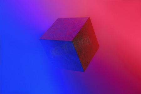 充满活力的霓虹色几何立方体。