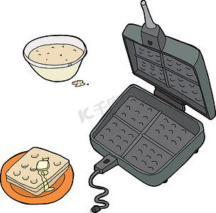 华夫饼熨斗和面团