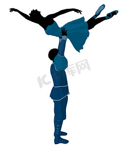 非洲裔美国芭蕾舞情侣插画剪影