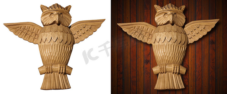 猫头鹰 - 木雕手工雕刻