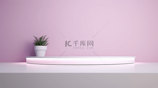 粉色3D立体展台植物装饰产品展示