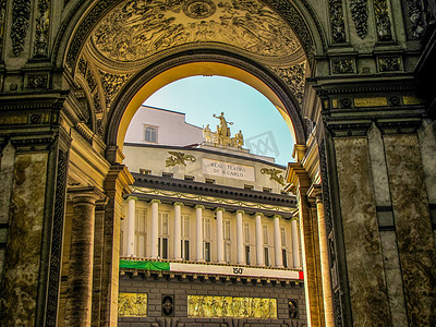横屏周年庆海报摄影照片_圣卡洛皇家剧院，那不勒斯，意大利