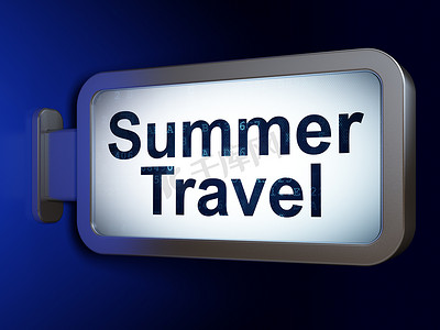 旅行概念：广告牌背景上的夏季旅行