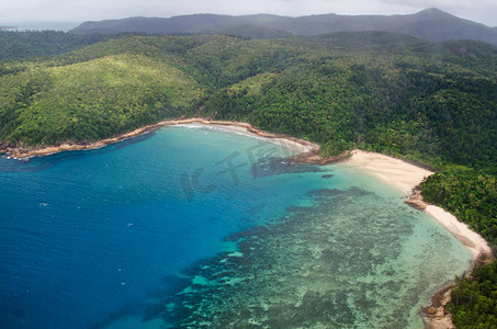 环境保护蓝色摄影照片_大堡礁 - 鸟瞰图