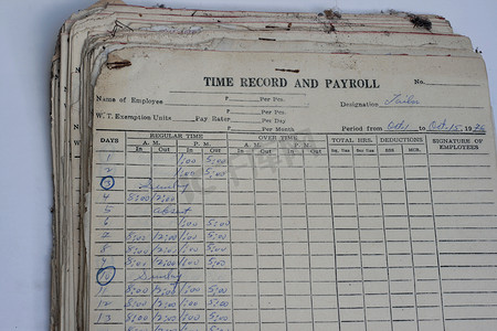 旧时间记录和工资单