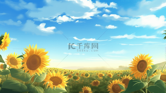 5风景背景图片_蓝色天空下的向日葵5