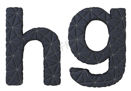 书法字体摄影照片_小写缝合皮革字体 h g 字母