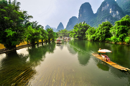 Li river baboo mountain landscape in Yangshuo Guilin