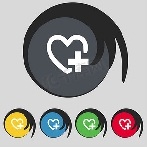 医疗健康app摄影照片_医疗心脏标志图标。