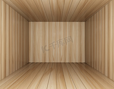棕色3d摄影照片_房间的木装饰，3D 渲染