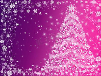 圣诞树粉红色和紫色