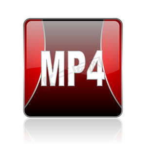 mp4 红色方形 web 光泽图标