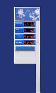 汽油价格高速公路标志，孤立
