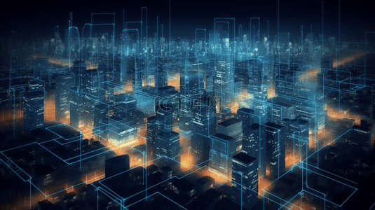 科技感智慧城市背景图片_蓝色科技智慧城市数据背景