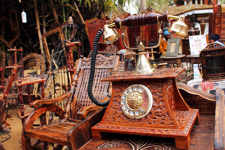 SURJAJKUND 公平，哈里亚纳邦-2 月 12 日： 古董木制电话
