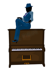 波普风撞色摄影照片_非洲裔美国爵士音乐家插画
