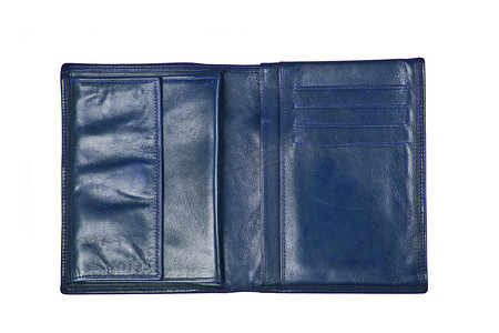 孤立的蓝色皮革钱包