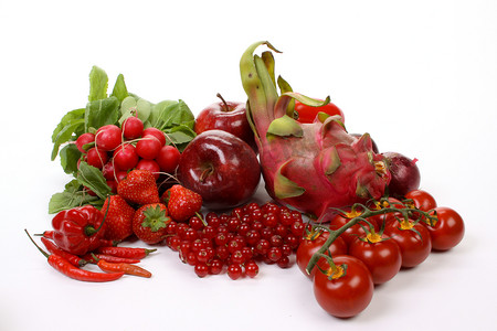 红色水果和蔬菜