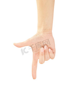手指指向、触摸或按隔离在白色。