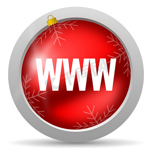 白色背景上的 www 红色光泽圣诞节图标