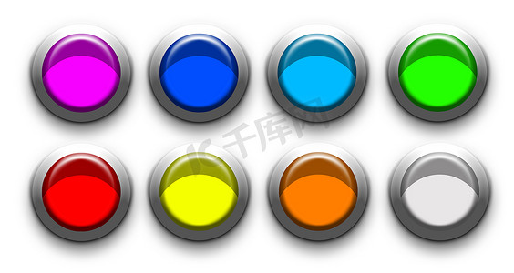 一组简单的彩色按钮图标