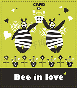 花卡与热恋中的情侣蜜蜂。