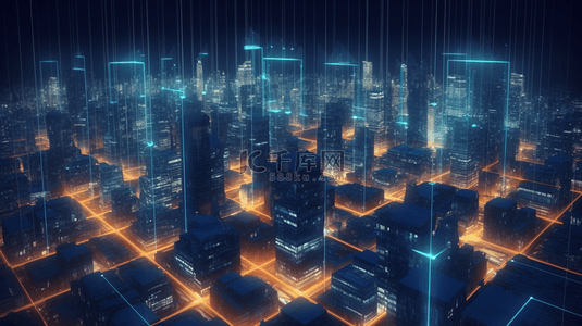 科技感智慧城市背景图片_蓝色科技智慧城市数据背景