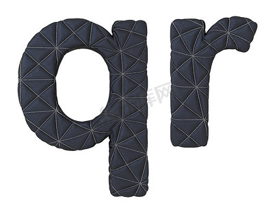 小写缝合皮革字体 q r 字母