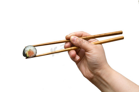 用筷子夹住卷