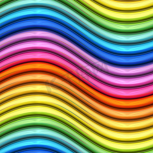 彩虹波浪摄影照片_彩色光泽波的抽象背景