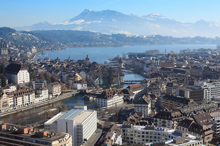 瑞士卢塞恩冬季城市景观