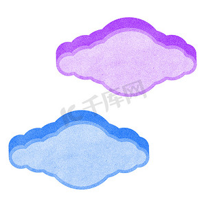 纸张纹理，白色背景上的云对话标签