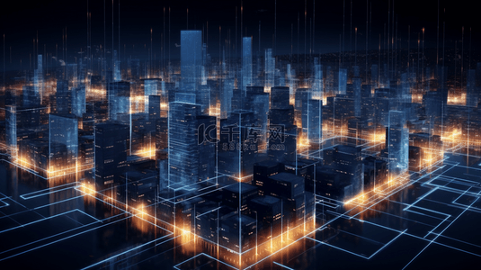 蓝色科技智慧城市数据背景