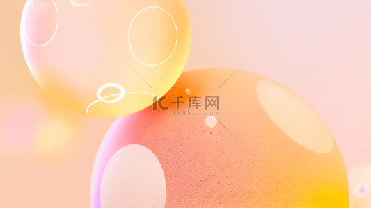 抽象暖背景图片_橙红色系暖色可爱卡通3D球体背景