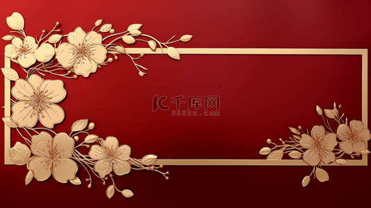 红金色中国风精致花朵边框