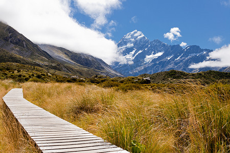 奥拉基胡克谷 (Hooker Valley w Aoraki), 库克山, 南阿尔卑斯山, 新西兰