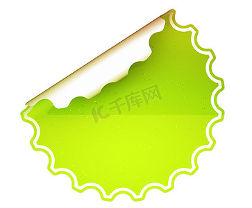 生菜绿色圆形弯曲贴纸或标签