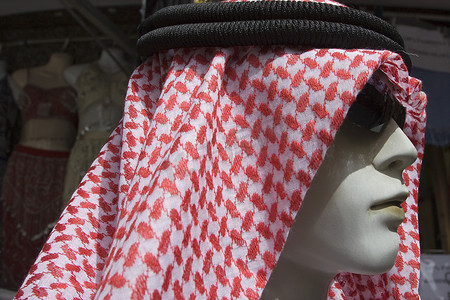 阿联酋迪拜 一个人体模型戴着传统的男士古特拉头饰。